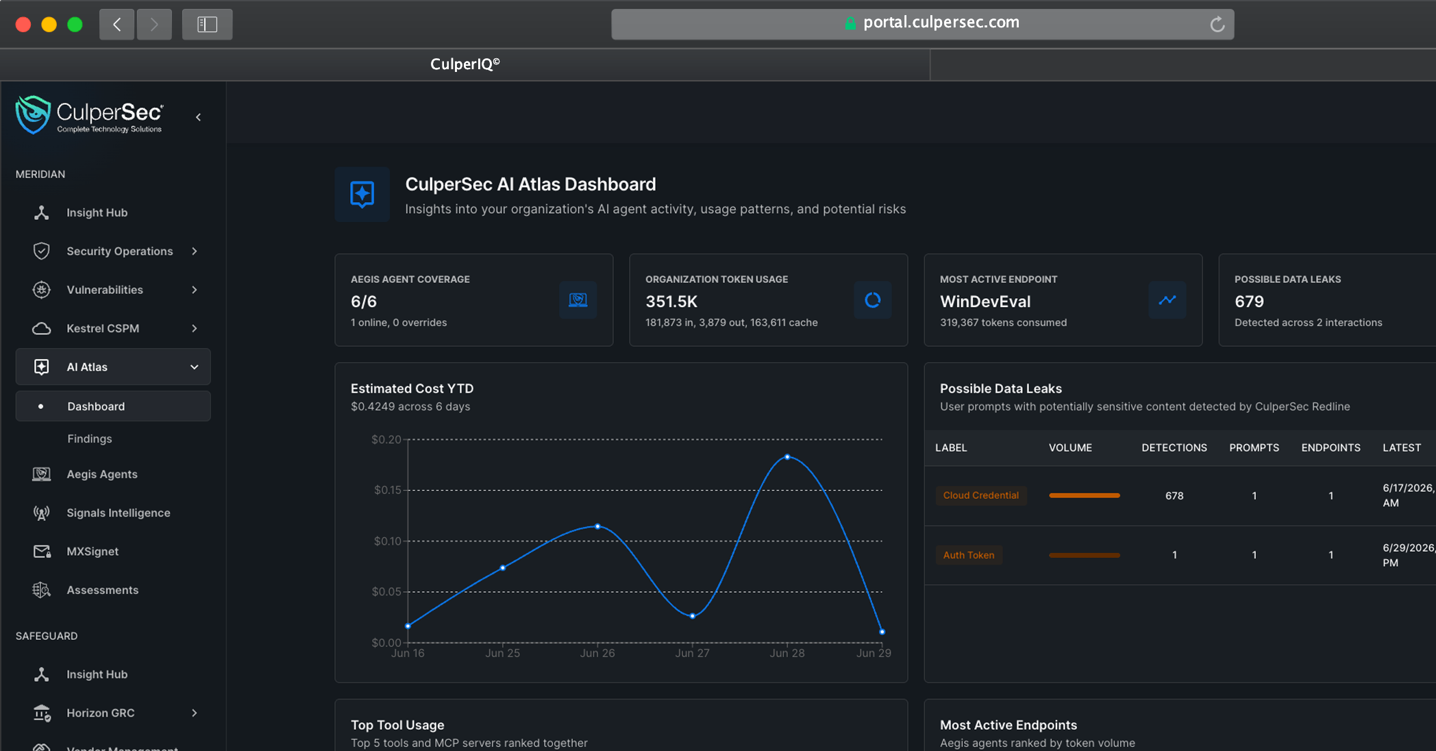 CulperIQ Meridian AI Atlas interface