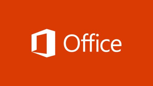 A white Office logo with an orange background