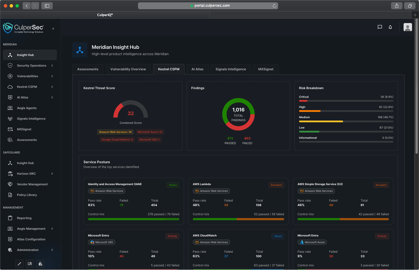 CulperIQ Meridian security operations workspace