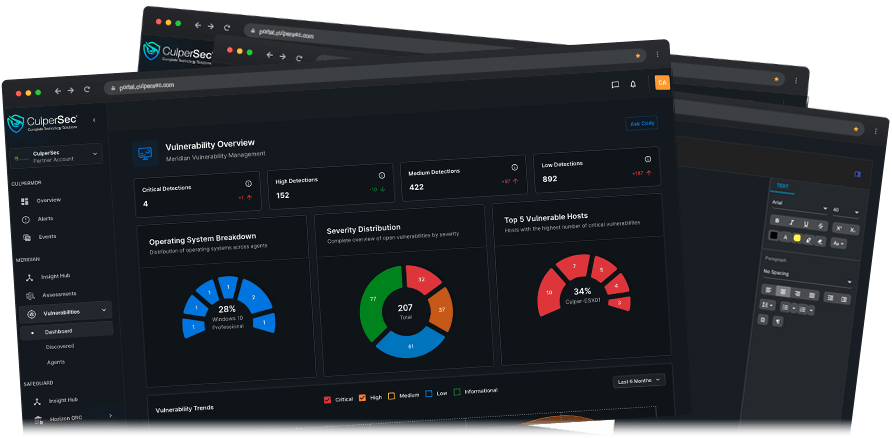 CulperIQ vulnerability overview and fleet-management dashboards