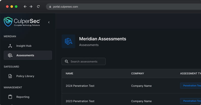 Meridian Assessments Dashboard