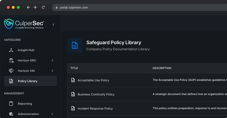 Safeguard Policy Library Dashboard